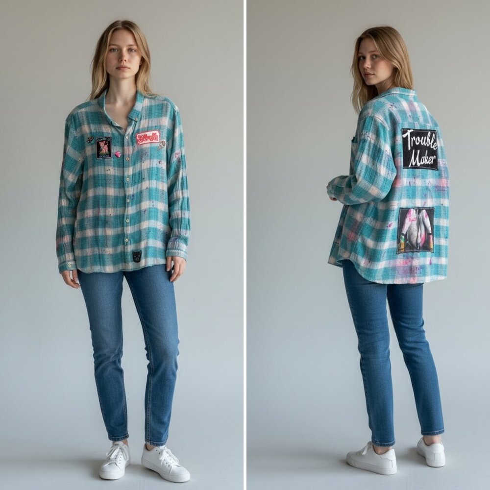 Broken Bandit One Of A Kind Custom Upcycled Shirt - image 1